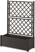 10014400 Jardinière Avec Treillis, Brun Foncé, 100 X 43 X 142 Cm