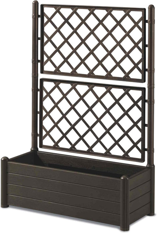 10014400 Jardinière Avec Treillis, Brun Foncé, 100 X 43 X 142 Cm