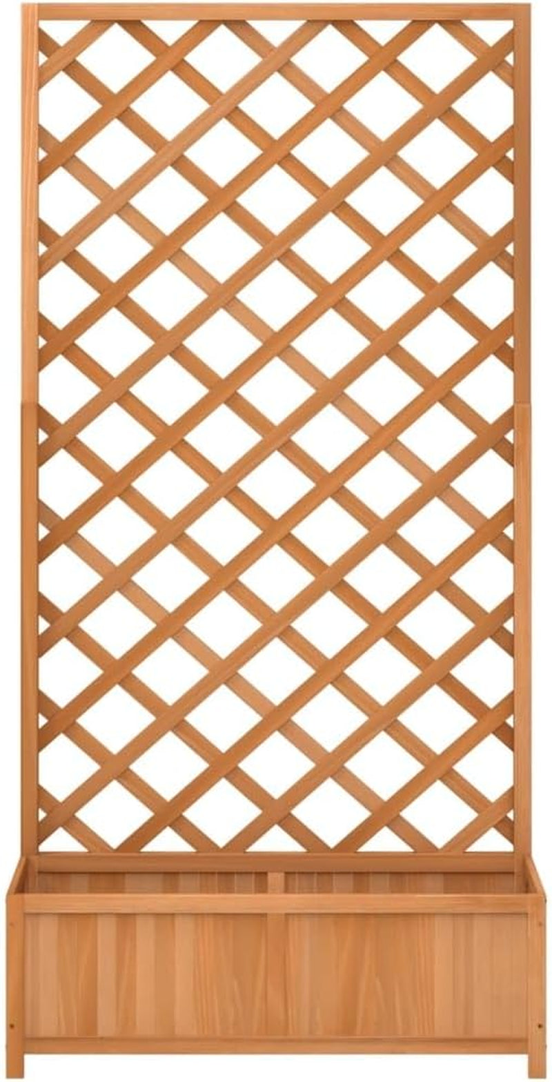 Bac À Fleurs Avec Treillis 90X35X180 Cm, Sapin Massif Marron, Jardinière Surélevée Pour Intérieur Et Extérieur, Balcon & Jardin, Support Pour Végétaux Grimpants, Porte-Pots En Bois