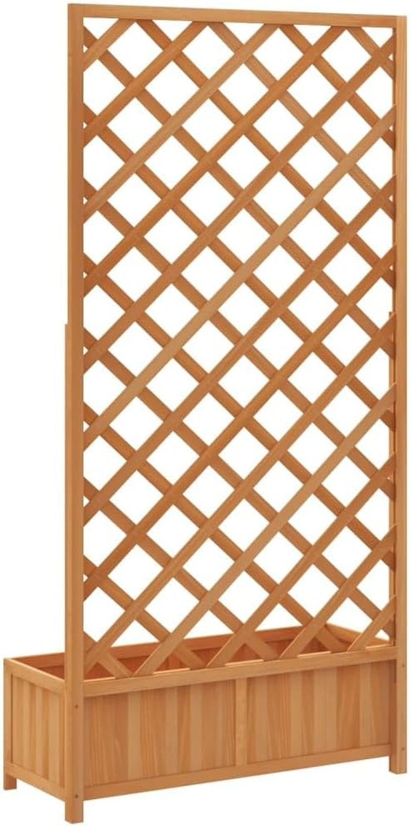 Bac À Fleurs Avec Treillis 90X35X180 Cm, Sapin Massif Marron, Jardinière Surélevée Pour Intérieur Et Extérieur, Balcon & Jardin, Support Pour Végétaux Grimpants, Porte-Pots En Bois