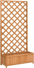 Bac À Fleurs Avec Treillis 90X35X180 Cm, Sapin Massif Marron, Jardinière Surélevée Pour Intérieur Et Extérieur, Balcon & Jardin, Support Pour Végétaux Grimpants, Porte-Pots En Bois